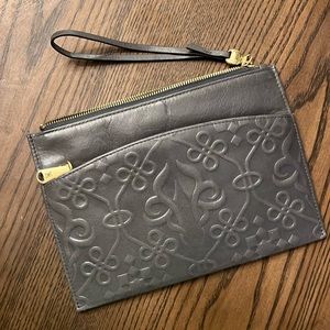 Hobo embossed gray wristlet